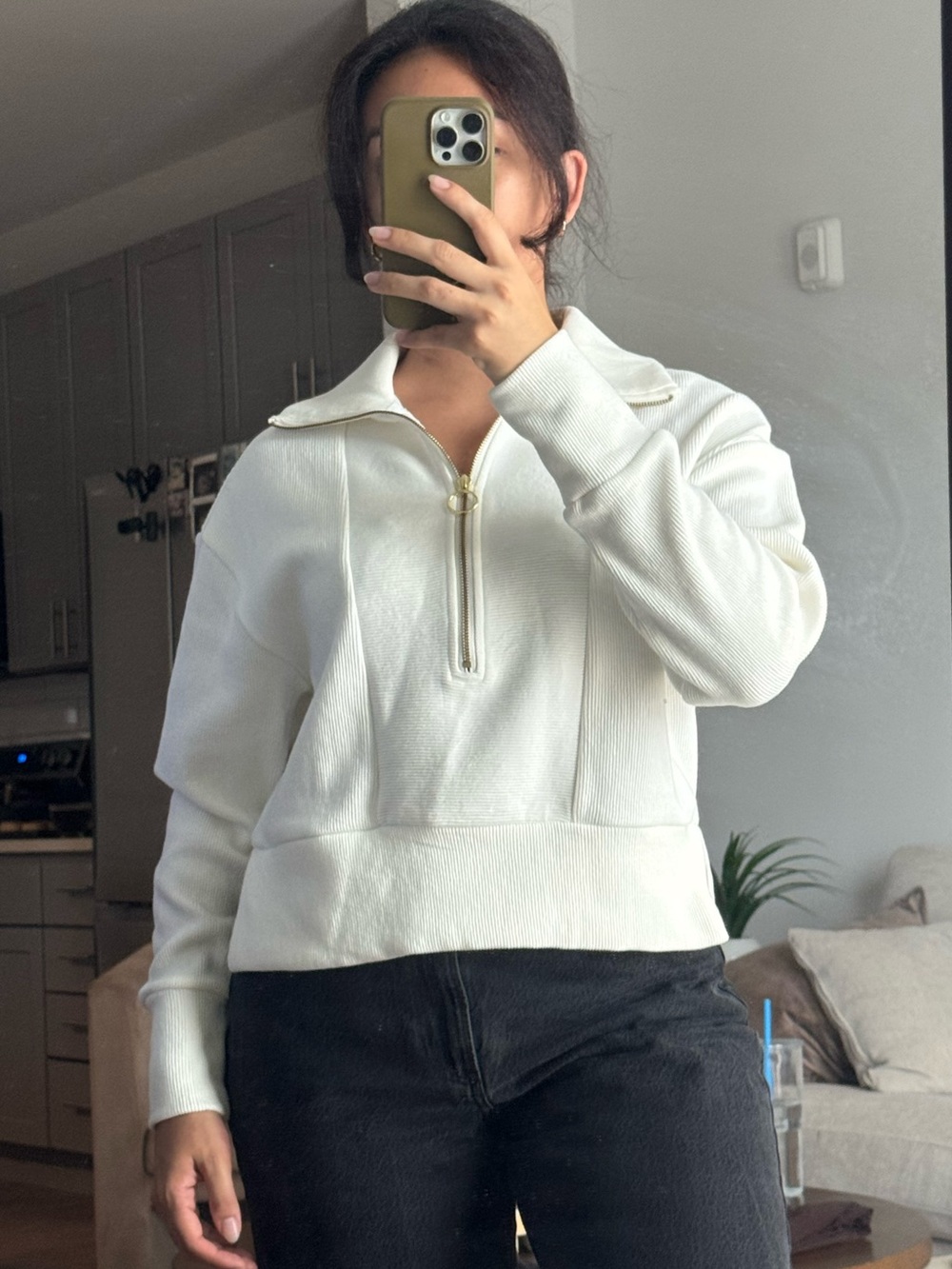 Half-Zip Pullover Sweater - White sz Small